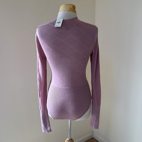 New! Free People XS what’s the pointelle mauve bodysuit. - Picture 3 of 10